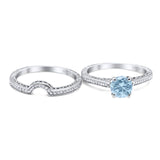 Two Piece Round Natural Stone Bridal Ring