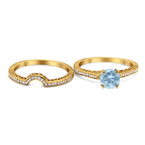 Two Piece Round Natural Stone Bridal Ring
