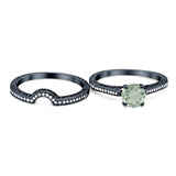 Two Piece Round Natural Stone Bridal Ring