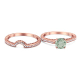 Two Piece Round Natural Stone Bridal Ring