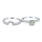 Two Piece Round Natural Stone Bridal Ring