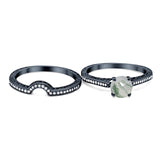 Two Piece Round Natural Stone Bridal Ring