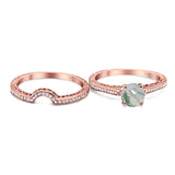 Two Piece Round Natural Stone Bridal Ring