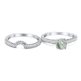 Two Piece Round Natural Stone Bridal Ring