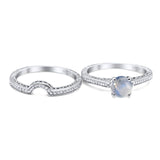 Two Piece Round Natural Stone Bridal Ring