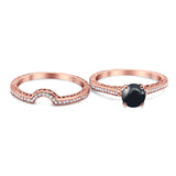 Two Piece Round Natural Stone Bridal Ring