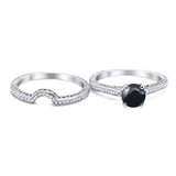 Two Piece Round Natural Stone Bridal Ring
