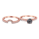 Two Piece Round Natural Stone Bridal Ring
