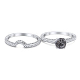 Two Piece Round Natural Stone Bridal Ring