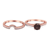 Two Piece Round Natural Stone Bridal Ring
