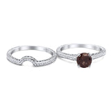 Two Piece Round Natural Stone Bridal Ring