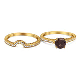 Two Piece Round Natural Stone Bridal Ring