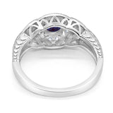 Art Deco Round Natural Stone Leaf Style Ring