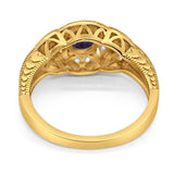 Art Deco Round Natural Stone Leaf Style Ring
