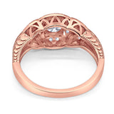 Art Deco Round Natural Stone Leaf Style Ring