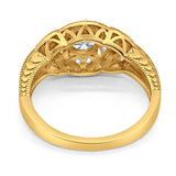 Art Deco Round Natural Stone Leaf Style Ring