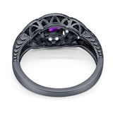 Art Deco Round Natural Stone Leaf Style Ring