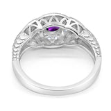 Art Deco Round Natural Stone Leaf Style Ring