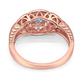 Art Deco Round Natural Stone Leaf Style Ring