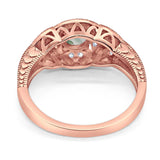Art Deco Round Natural Stone Leaf Style Ring