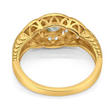 Art Deco Round Natural Stone Leaf Style Ring
