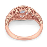 Art Deco Round Natural Stone Leaf Style Ring