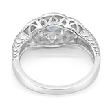 Art Deco Round Natural Stone Leaf Style Ring