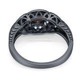Art Deco Round Natural Stone Leaf Style Ring