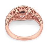 Art Deco Round Natural Stone Leaf Style Ring