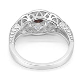 Art Deco Round Natural Stone Leaf Style Ring