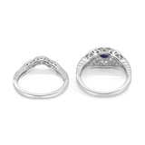 Two Piece Round Natural Stone Bridal Ring