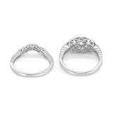 Two Piece Round Natural Stone Bridal Ring