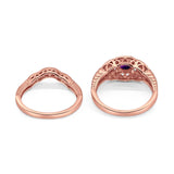 Two Piece Round Natural Stone Bridal Ring