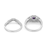 Two Piece Round Natural Stone Bridal Ring
