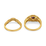 Two Piece Round Natural Stone Bridal Ring