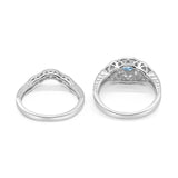 Two Piece Round Natural Stone Bridal Ring