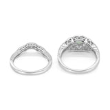 Two Piece Round Natural Stone Bridal Ring