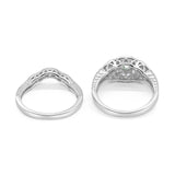 Two Piece Round Natural Stone Bridal Ring