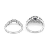 Two Piece Round Natural Stone Bridal Ring