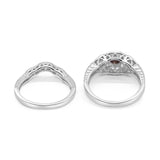 Two Piece Round Natural Stone Bridal Ring