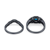 Two Piece Round Natural Stone Bridal Ring