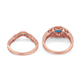 Two Piece Round Natural Stone Bridal Ring