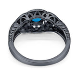 Art Deco Round Natural Stone Leaf Style Ring