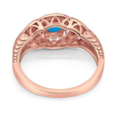 Art Deco Round Natural Stone Leaf Style Ring