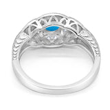 Art Deco Round Natural Stone Leaf Style Ring