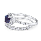 Two Piece Round Natural Stone Bridal Ring