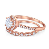Two Piece Round Natural Stone Bridal Ring