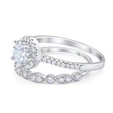 Two Piece Round Natural Stone Bridal Ring