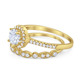 Two Piece Round Natural Stone Bridal Ring