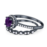 Two Piece Round Natural Stone Bridal Ring